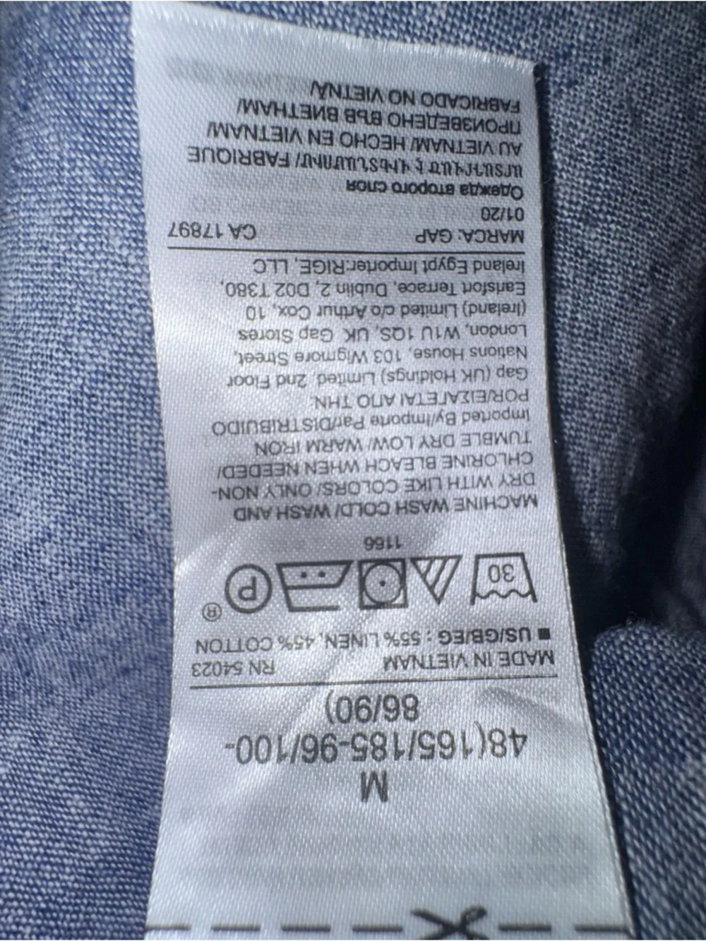 GAP Medium Blue Linen Button Down Shirt Lightweight Coastal Classic Casual - Picture 5 of 5